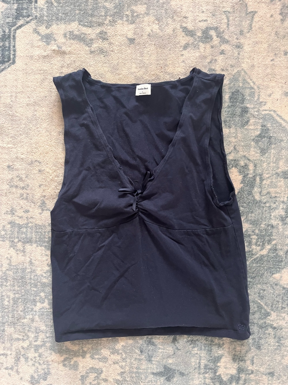 Sunday Best Navy Tie-Front Tank Top